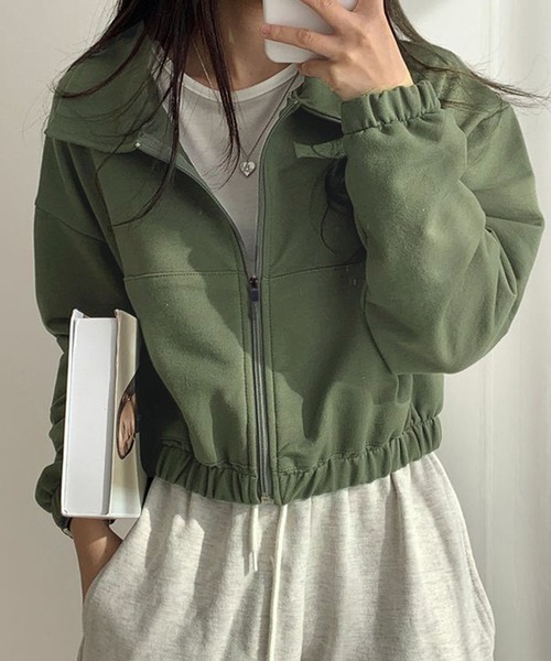 WESTSEA(ウエストシー)の「ショート丈 無地 フルジップブルゾン 裏毛(その他アウター・レディース・グレー/ブラック/カーキ・L/M)」の3枚目の写真
