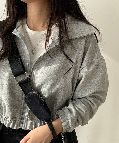 WESTSEA(ウエストシー)の「ショート丈 無地 フルジップブルゾン 裏毛(その他アウター・レディース・グレー/ブラック/カーキ・L/M)」の6枚目の写真