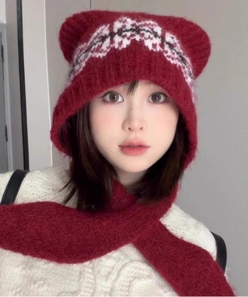 ベアマフラーニット帽（ニットキャップ/ビーニー）｜Vipoa（ヴィポア