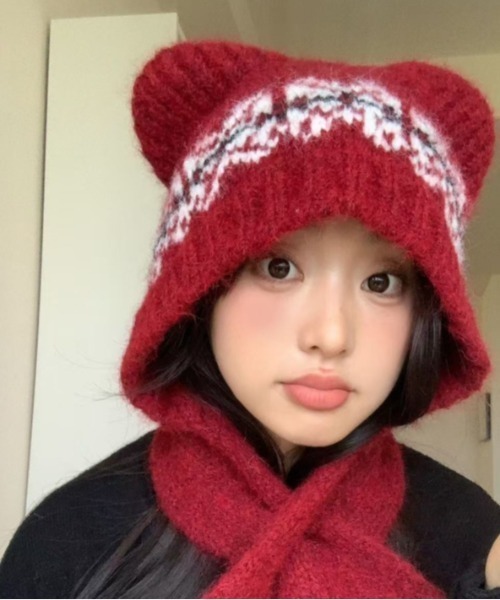 ベアマフラーニット帽（ニットキャップ/ビーニー）｜Vipoa（ヴィポア