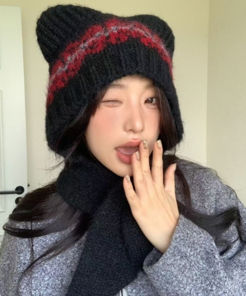 ベアマフラーニット帽（ニットキャップ/ビーニー）｜Vipoa（ヴィポア