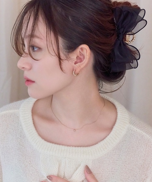 Phoebe(フィービィー)の「【金属アレルギー対応】プチベゼルストーンネックレス/全長:40cm+5cm(ネックレス・レディース・シャンパン・FREE)」の3枚目の写真