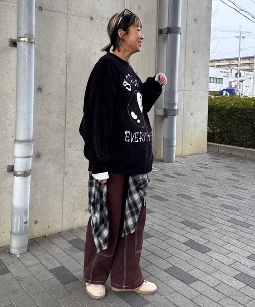 RODEO CROWNS WIDE BOWL(ロデオクラウンズワイドボウル)の「9ball ニット トップス(ニット/セーター・レディース・ブラック/ピンク/オフホワイト・FREE)」の8枚目の写真