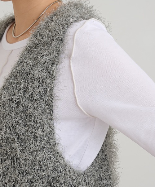 CIAOPANIC TYPY（チャオパニックティピー）の「深Ｕメランジフェザーベスト（ベスト・レディース・オフホワイト/グレー/ネイビー/イエロー・ONE SIZE）」の9枚目の写真