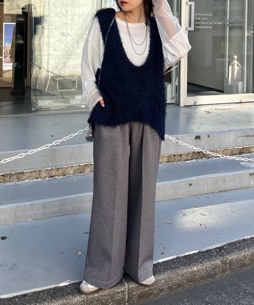 CIAOPANIC TYPY（チャオパニックティピー）の「深Ｕメランジフェザーベスト（ベスト・レディース・オフホワイト/グレー/ネイビー/イエロー・ONE SIZE）」の19枚目の写真