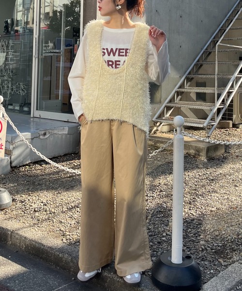 CIAOPANIC TYPY（チャオパニックティピー）の「深Ｕメランジフェザーベスト（ベスト・レディース・オフホワイト/グレー/ネイビー/イエロー・ONE SIZE）」の16枚目の写真