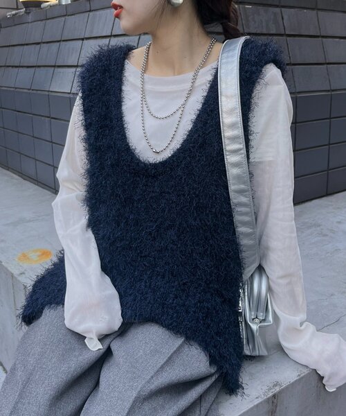 CIAOPANIC TYPY（チャオパニックティピー）の「深Ｕメランジフェザーベスト（ベスト・レディース・オフホワイト/グレー/ネイビー/イエロー・ONE SIZE）」の20枚目の写真