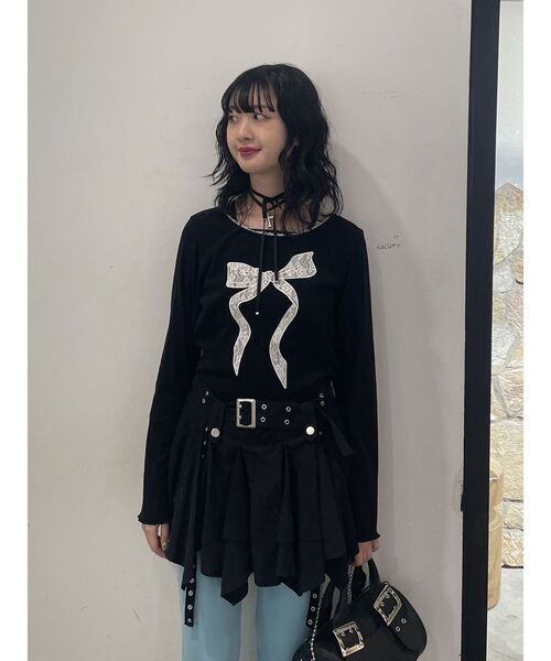 セール】レースリボンモチーフトップス（Tシャツ/カットソー