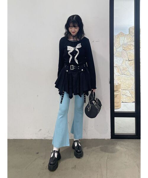 jouetie（ジュエティ）の「レースリボンモチーフトップス（Tシャツ/カットソー・レディース・ブラック/オフホワイト/グレー・MEDIUM）」の11枚目の写真