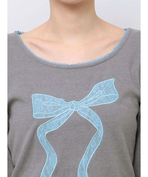 jouetie（ジュエティ）の「レースリボンモチーフトップス（Tシャツ/カットソー・レディース・ブラック/オフホワイト/グレー・MEDIUM）」の22枚目の写真