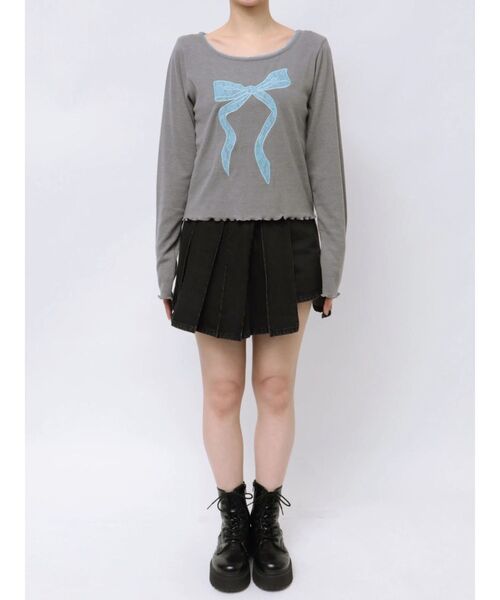 Tシャツ レースリボンモチーフトップス レディース - メルカリ