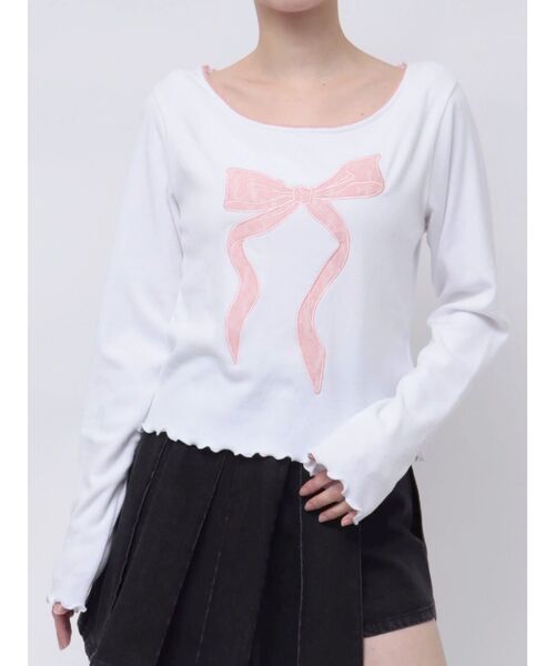Tシャツ レースリボンモチーフトップス レディース jouetie tシャツ レースリボンモチーフトップス レディース
