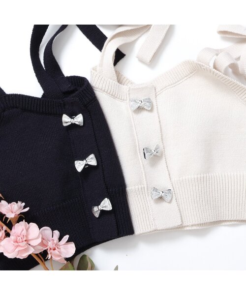 apres les cours(アプレレクール)の「【ジュニア対応】リボンチャームニットビスチェ(ベスト・キッズ・アイボリー/ネイビー・100/120/140)」の13枚目の写真