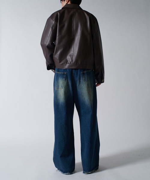 Lui's（ルイス）の「【Neucon/ニューコン】 シンセティックレザーステッチデザインZIPブルゾン（ブルゾン・メンズ・ブラウン/ブラック・2/1）」の15枚目の写真