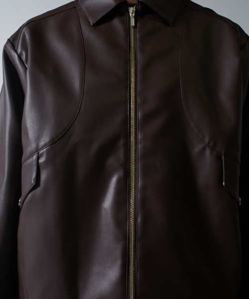 Lui's（ルイス）の「【Neucon/ニューコン】 シンセティックレザーステッチデザインZIPブルゾン（ブルゾン・メンズ・ブラウン/ブラック・2/1）」の19枚目の写真