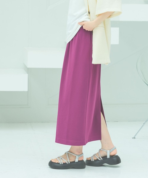 LAKOLE（ラコレ）の「＜着丈が選べる＞ジョーゼットナロースカート / 291439（スカート・レディース・チャコールグレー/ブラック/イエロー/グレイッシュベージュ/ピンク/ブラウン/オレンジ/レッド・MEDIUM/LARGE）」の6枚目の写真