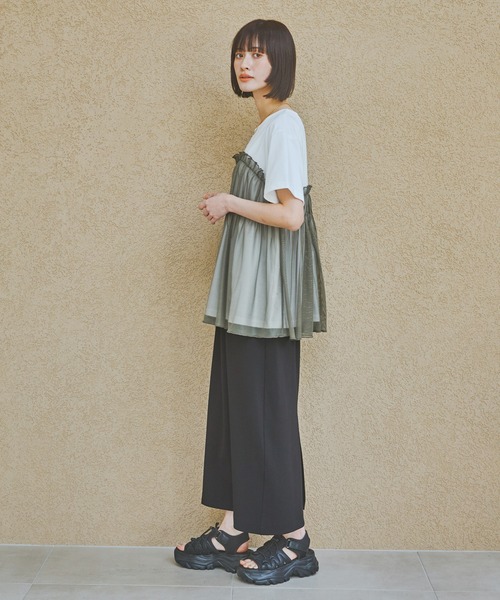 LAKOLE（ラコレ）の「＜着丈が選べる＞ジョーゼットナロースカート / 291439（スカート・レディース・チャコールグレー/ブラック/イエロー/グレイッシュベージュ/ピンク/ブラウン/オレンジ/レッド・MEDIUM/LARGE）」の11枚目の写真