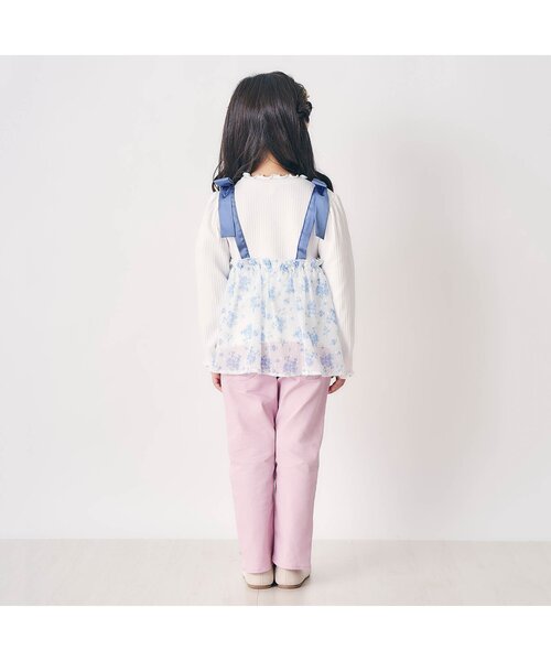 apres les cours（アプレレクール）の「【ジュニア対応】肩リボンフラワードッキングトップス（Tシャツ/カットソー・キッズ・ブルー/ピンク・140/130/80/120/110/100/90）」の4枚目の写真