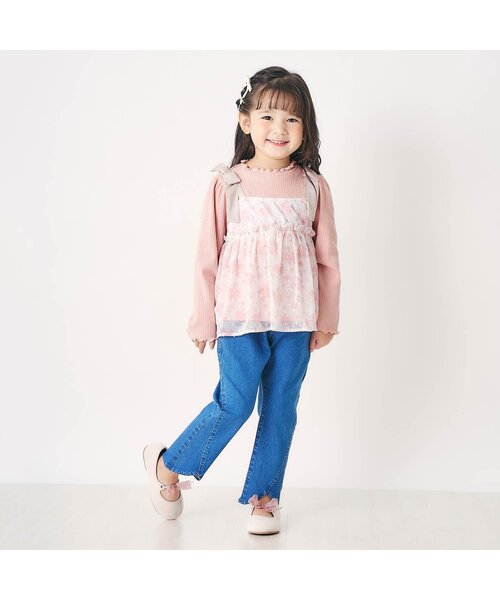 apres les cours（アプレレクール）の「【ジュニア対応】肩リボンフラワードッキングトップス（Tシャツ/カットソー・キッズ・ブルー/ピンク・140/130/80/120/110/100/90）」の6枚目の写真