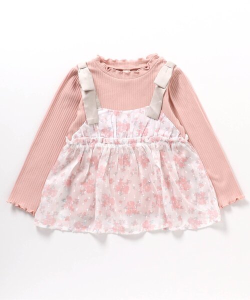 apres les cours（アプレレクール）の「【ジュニア対応】肩リボンフラワードッキングトップス（Tシャツ/カットソー・キッズ・ブルー/ピンク・140/130/80/120/110/100/90）」の18枚目の写真