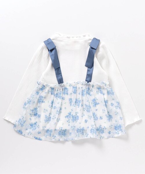 apres les cours（アプレレクール）の「【ジュニア対応】肩リボンフラワードッキングトップス（Tシャツ/カットソー・キッズ・ブルー/ピンク・140/130/80/120/110/100/90）」の19枚目の写真