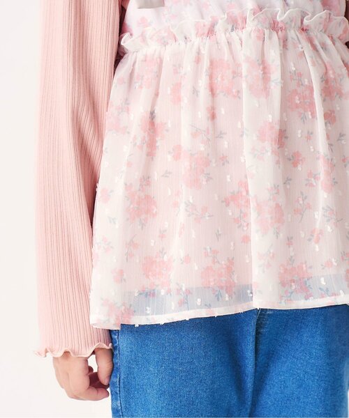 apres les cours（アプレレクール）の「【ジュニア対応】肩リボンフラワードッキングトップス（Tシャツ/カットソー・キッズ・ブルー/ピンク・140/130/80/120/110/100/90）」の22枚目の写真