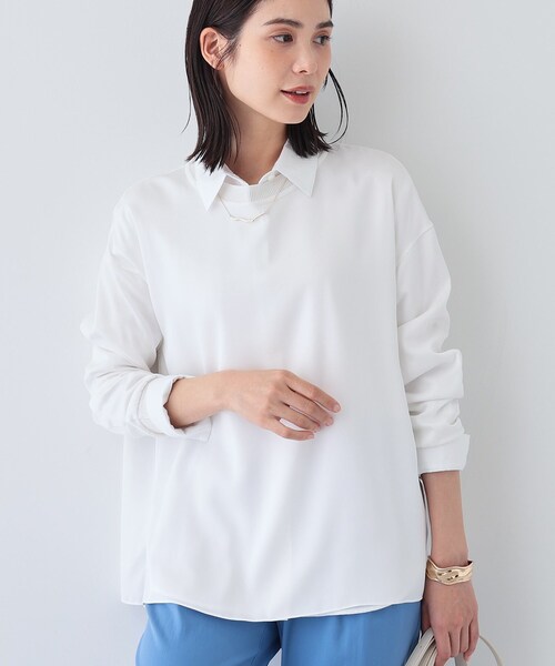 INDIVI（インディヴィ）の「【洗える】異素材ドッキングトップス（Tシャツ/カットソー・レディース・ブラック/ライトブルー/ライトグレー/ホワイト・05/15 /13/38/34）」の20枚目の写真