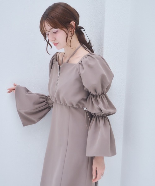 mellowneon（メロウネオン）の「2wayジップトップス＆マルチワンピースセット（ワンピース・レディース・ブラック/モカ/ベージュ・SMALL/MEDIUM）」の4枚目の写真