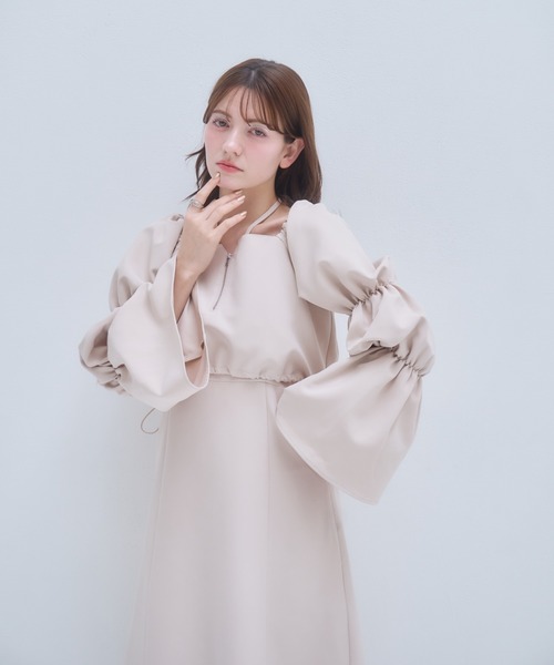 mellowneon（メロウネオン）の「2wayジップトップス＆マルチワンピースセット（ワンピース・レディース・ブラック/モカ/ベージュ・SMALL/MEDIUM）」の10枚目の写真