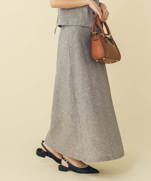 Gready Brilliant（グレディブリリアン）の「ＬＵラメリネンバイアス（スカート・レディース・ブラウン/ブラック・38）」の2枚目の写真