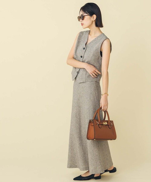 Gready Brilliant（グレディブリリアン）の「ＬＵラメリネンバイアス（スカート・レディース・ブラウン/ブラック・38）」の4枚目の写真