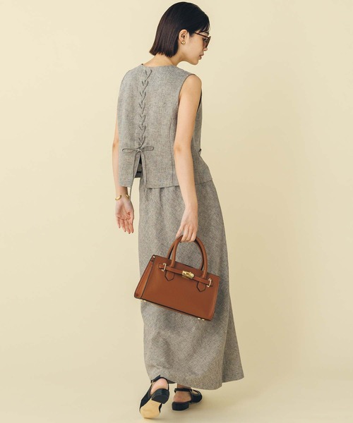 Gready Brilliant（グレディブリリアン）の「ＬＵラメリネンバイアス（スカート・レディース・ブラウン/ブラック・38）」の5枚目の写真