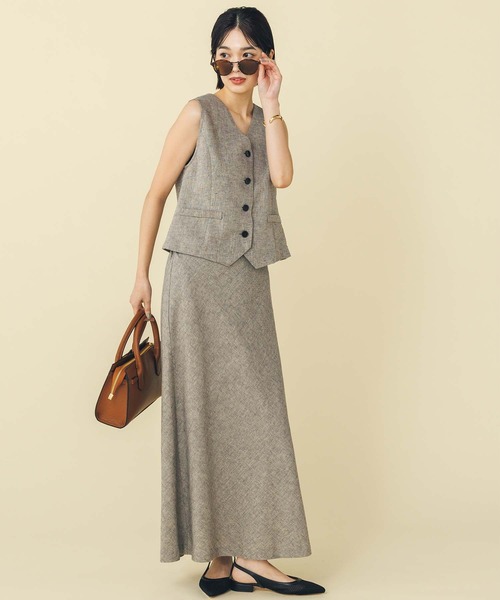 Gready Brilliant（グレディブリリアン）の「ＬＵラメリネンバイアス（スカート・レディース・ブラウン/ブラック・38）」の6枚目の写真