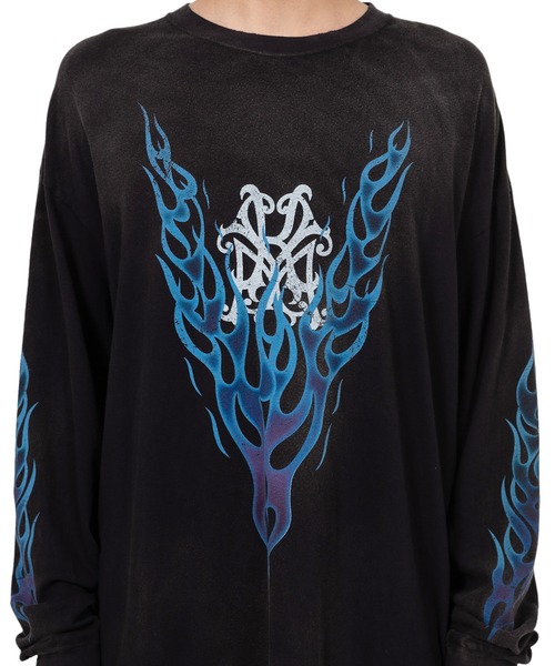 KMY-FIRE” Distressed L/S T-shirt（Tシャツ/カットソー
