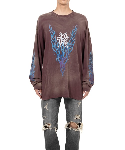 【2枚セット】フォーリミ Fire Long T-shirt L KMY-FIRE” Distressed L/S T-shirt（Tシャツ/カットソー