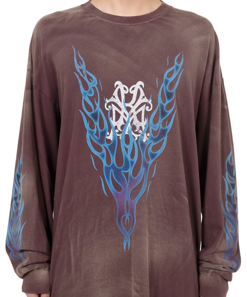 【国内買付】KAMIYA KMY FIRE Distressed LS Tee カミヤ ロンT KMY-FIRE” Distressed L/S T-shirt（Tシャツ/カットソー