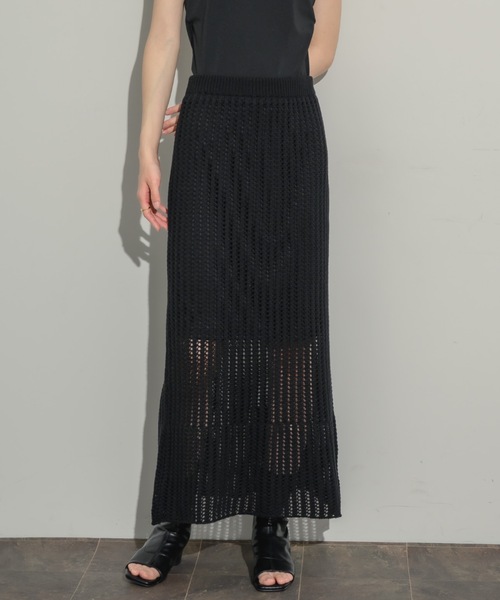 NEUNA（ヌナ）の「メッシュ編みナロースカート（スカート・レディース・ブラック/アイボリー/チャコールグレー・FREE）」の8枚目の写真