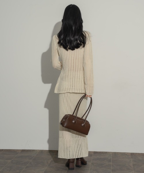 NEUNA（ヌナ）の「メッシュ編みナロースカート（スカート・レディース・ブラック/アイボリー/チャコールグレー・FREE）」の21枚目の写真