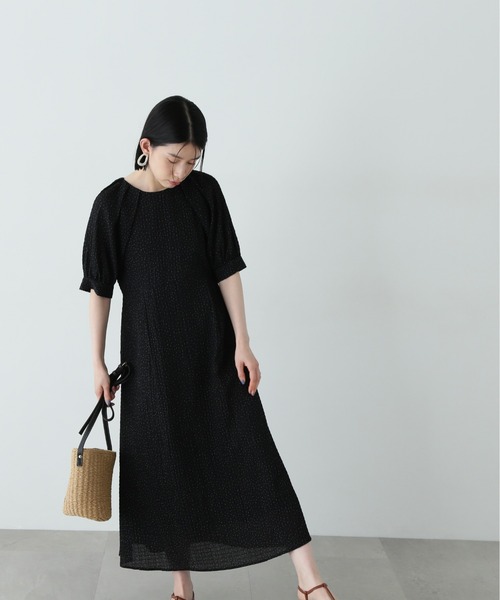 N.(N. Natural Beauty Basic)(エヌエヌナチュラルビューティーベーシック)の「ラグランスリーブドットワンピース(ワンピース・レディース・ブラック/オフホワイト・MEDIUM)」の16枚目の写真