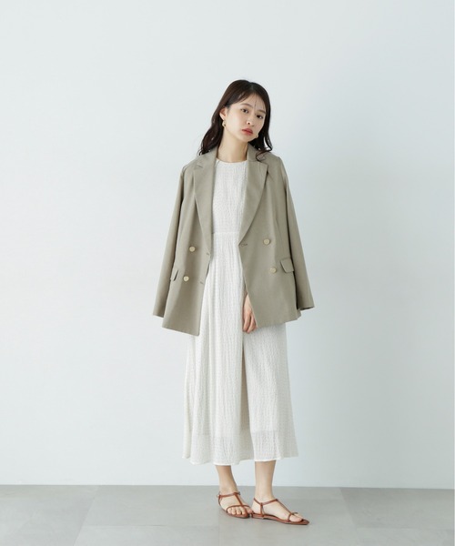 N.(N. Natural Beauty Basic)(エヌエヌナチュラルビューティーベーシック)の「ラグランスリーブドットワンピース(ワンピース・レディース・ブラック/オフホワイト・MEDIUM)」の3枚目の写真