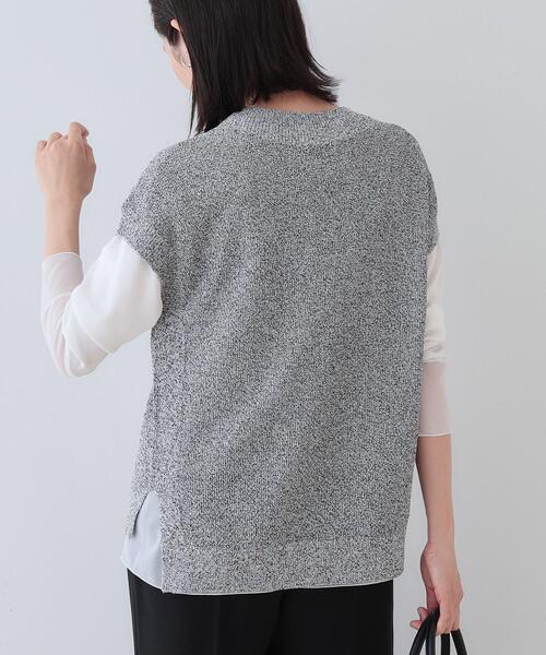 INDIVI(インディヴィ)の「【和紙混素材】フレンチスリーブミックスカラーニット(ニット/セーター・レディース・グレー系4/ベージュ系その他7/グリーン系5/チャコール・38/34/19/15 /13/05)」の7枚目の写真