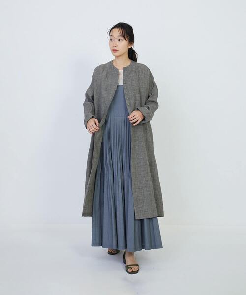 LOISIR エステルコットンティアードプリーツワンピース　ネイビー LOISIR ワンピース エステルコットンポプリンティアードプリーツ