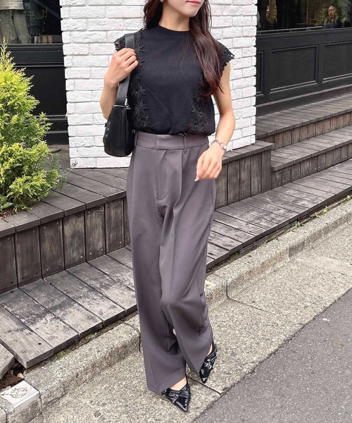 INGNI（イング）の「【WEB限定】フラワーレースノースリニット（ニット/セーター・レディース・ミント/ネイビー/ピンク/アイボリー/ブラック・M）」の16枚目の写真