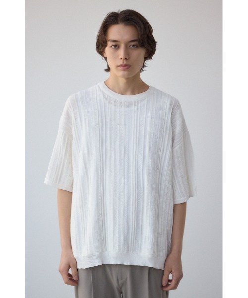 AZUL by moussy（アズールバイマウジー）の「クージー半袖ニット（ニット/セーター・メンズ・ブラック/オフホワイト/ブラック系その他・MEDIUM/LARGE）」の22枚目の写真