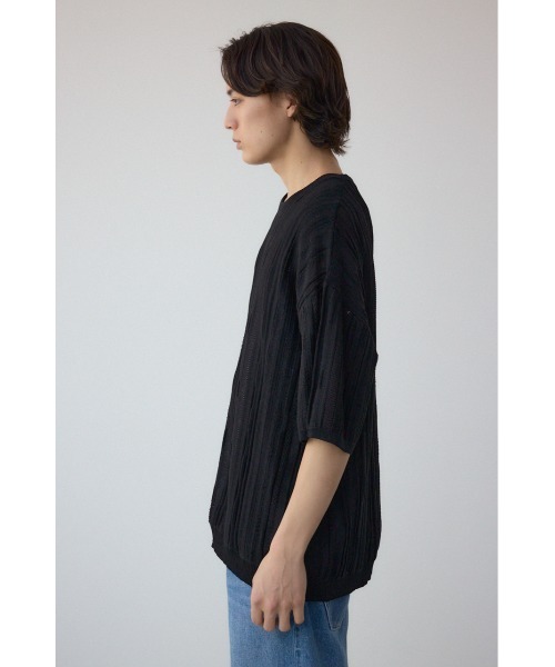 AZUL by moussy（アズールバイマウジー）の「クージー半袖ニット（ニット/セーター・メンズ・ブラック/オフホワイト/ブラック系その他・MEDIUM/LARGE）」の20枚目の写真