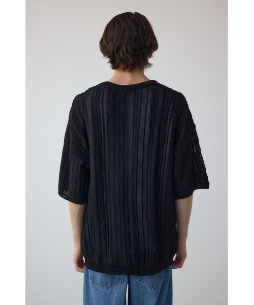 AZUL by moussy（アズールバイマウジー）の「クージー半袖ニット（ニット/セーター・メンズ・ブラック/オフホワイト/ブラック系その他・MEDIUM/LARGE）」の21枚目の写真