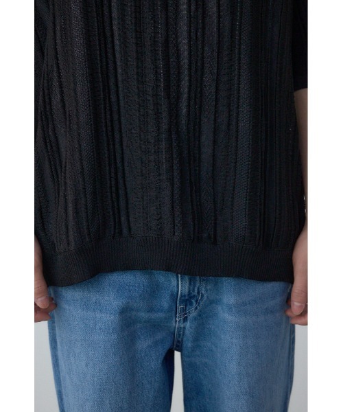 AZUL by moussy（アズールバイマウジー）の「クージー半袖ニット（ニット/セーター・メンズ・ブラック/オフホワイト/ブラック系その他・MEDIUM/LARGE）」の12枚目の写真