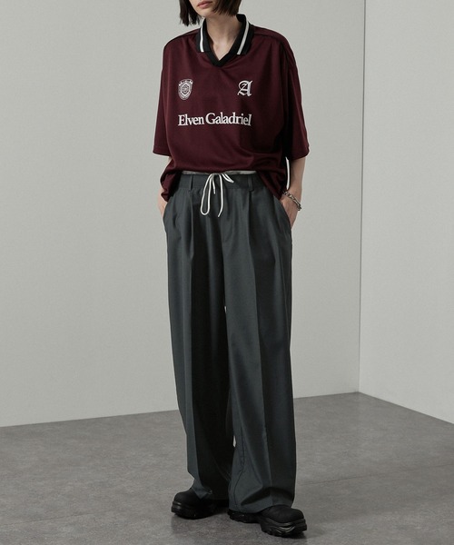 Alfred Alex(アルフレッドアレックス)の「【Alfred Alex】フェイクレイヤードダブルウエストワイドスラックスパンツ(スラックス・メンズ・ブラック/チャコールグレー・L/M/S)」の17枚目の写真