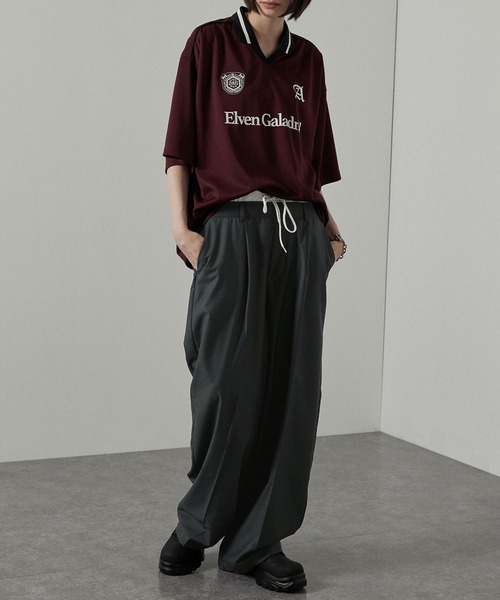 Alfred Alex(アルフレッドアレックス)の「【Alfred Alex】フェイクレイヤードダブルウエストワイドスラックスパンツ(スラックス・メンズ・ブラック/チャコールグレー・L/M/S)」の20枚目の写真