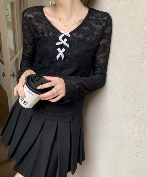 AsRiRe(アスリレイ)の「インナー付きレーストップス(Tシャツ/カットソー・レディース・ホワイト/ブラック・M)」の17枚目の写真
